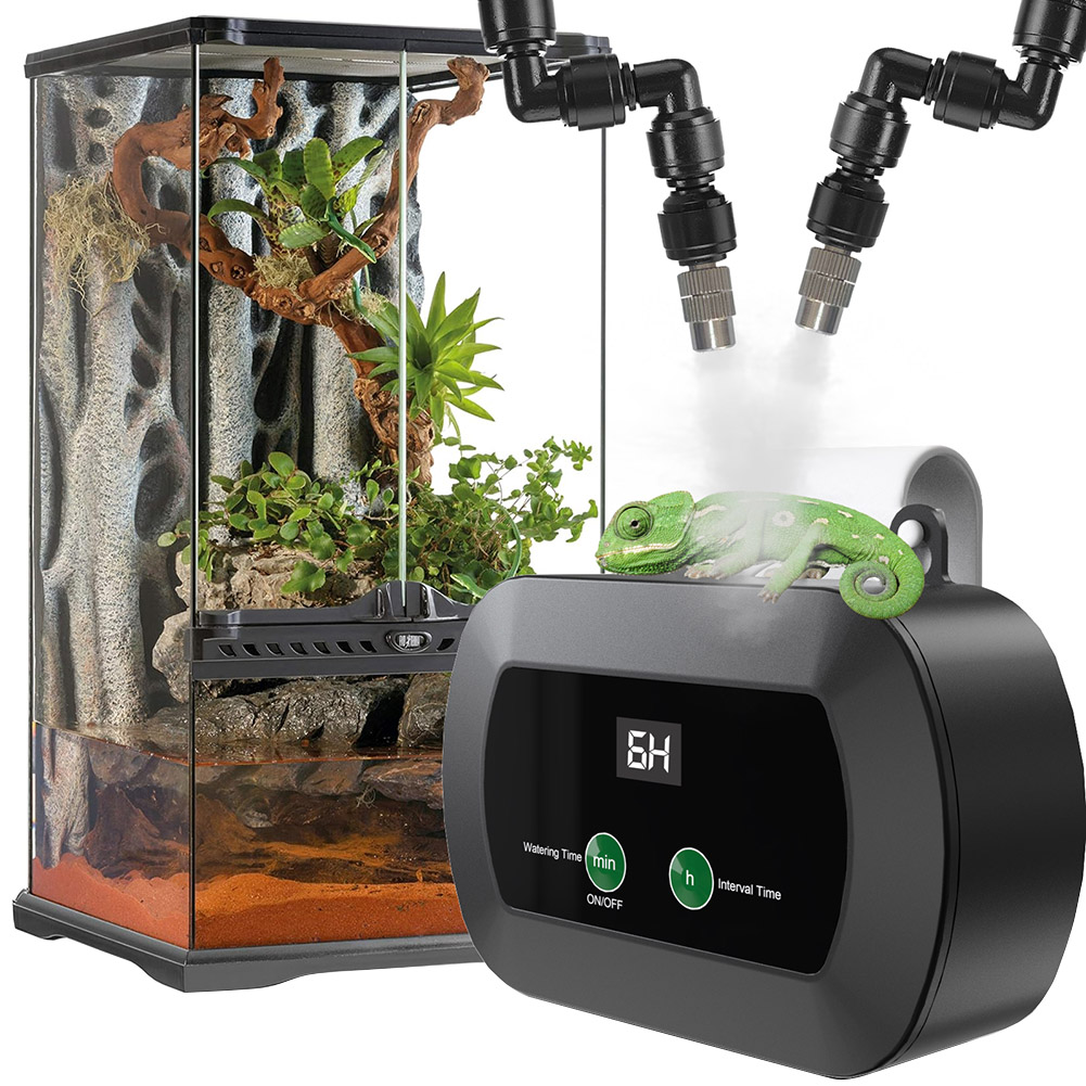 Misting Nozzle Reptile - สปริงเกอร์พ่นหมอกอัจฉริยะสำหรับสัตว์เลื้อยคลานแบบ 360 องศา ° เครื่องเพิ่มความชื้นในตู้เลี้ยงสัตว์แบบปรับได้ สำหรับกิ้งก่า