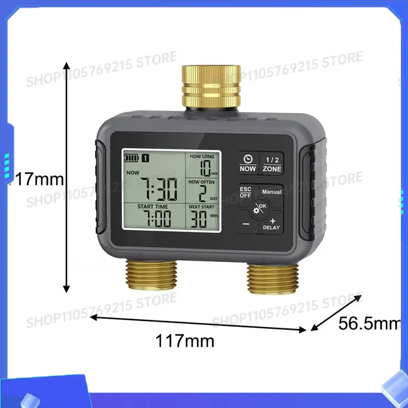 Timer Dual Outlet - ตัวควบคุมน้ำอัจฉริยะสำหรับการรดน้ำในสวน กันน้ำ พร้อมช่องจ่ายน้ำคู่ ปรับระยะเวลาได้ตั้งแต่ 1-360 นาที