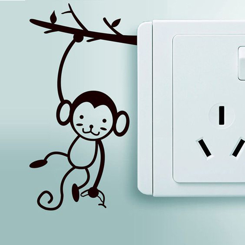 สีดำน่ารักลิงแขวนต้นไม้สาขาสวิ - Pvc Panel Background บทวิจารณ์และราคา